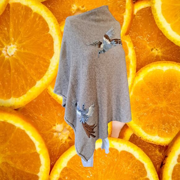 Talk for the Walk Brown Cape with Embroidered Birds‎ - Picture 1 of 6